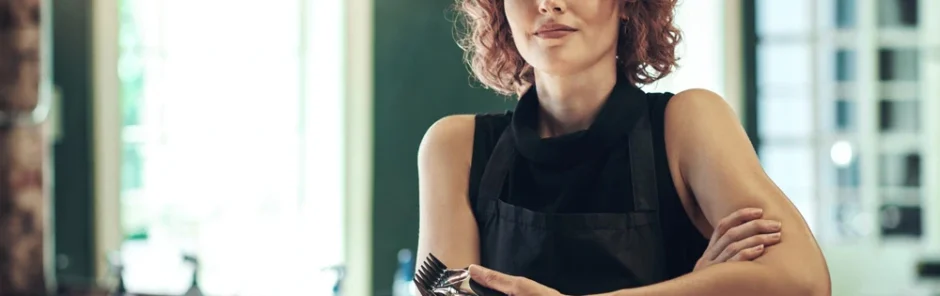 Female barber in a salon