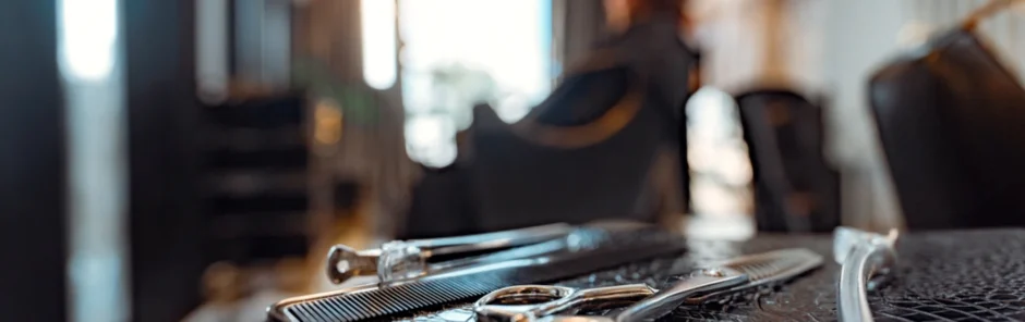 Close-up of barber tools